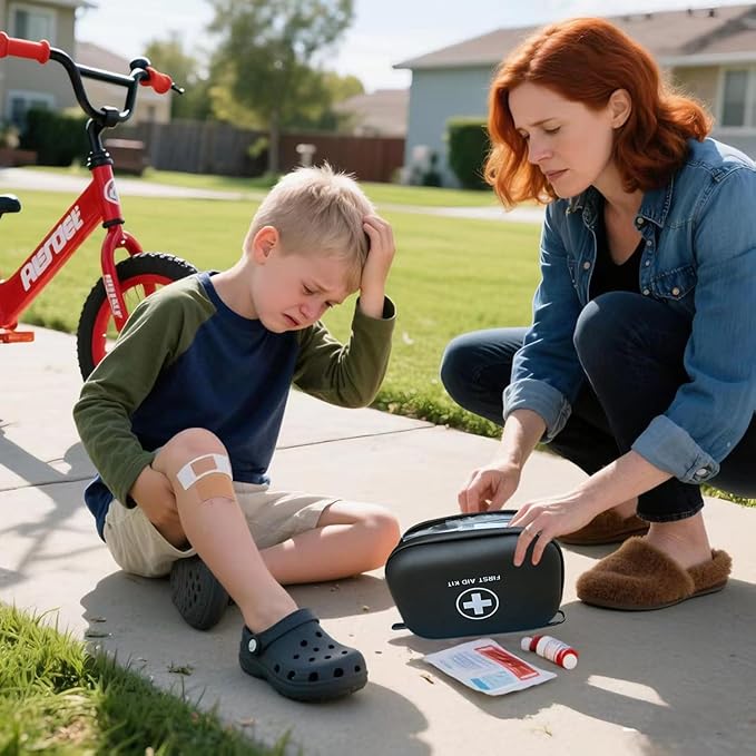 First Aid Kit 196 Piece Waterproof Hard Shell Portable Survival Kit for Home, Camping, Cars, Hiking, Travel, Outdoor, Adventure Emergency Medical Kits (Black)