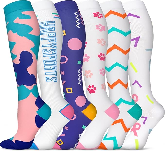 Graduated Compression Socks for Women&Men 20-30mmhg Knee High Socks Travel Hiking Running Stocking