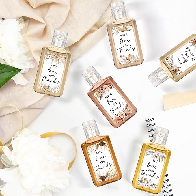 50 Pcs Bohemia Mini Hand Sanitizer Bulk Thank You Gift Favors Small Hand Sanitizer for Guest 1fl oz Travel Size Hand Soap Gift for Wedding and Baby Shower Supplies