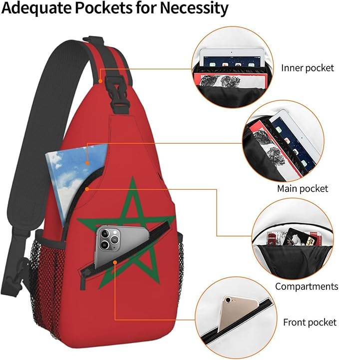 GJXFLSY Morocco Flag Sling Backpack Crossbody Bag Casual Chest Bags Travel Hiking Daypack Shoulder Bag for Women Men