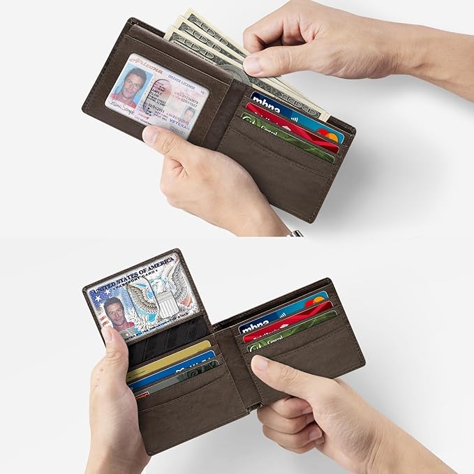 Zitahli Wallet for Men 12 Card Holder Slim Rfid Leather 2 ID Window Wallets With Gift Box Men's Accessories