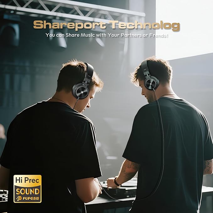 PG-M20PRO DJ Headphones, Over-Ear Studio Monitoring Headphones with 3.5mm Audio Jack, Black