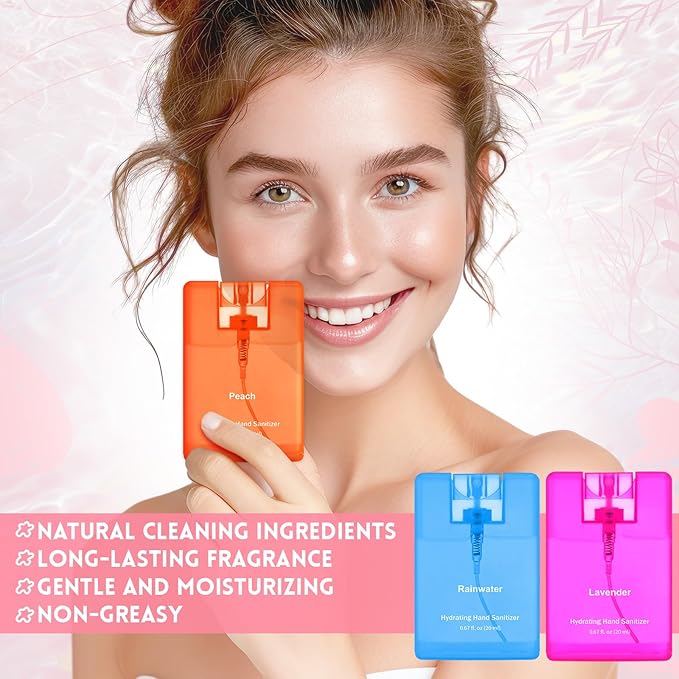 Frienda 48 Pcs Mini Hand Sanitizer Bulk 2026 New Year Gift Travel Size Power Mist Colorful Hydrating Hand Sanitizer Spray Thank You Gift Bulk for Women Men Teacher Nurse Employee Holiday Favor