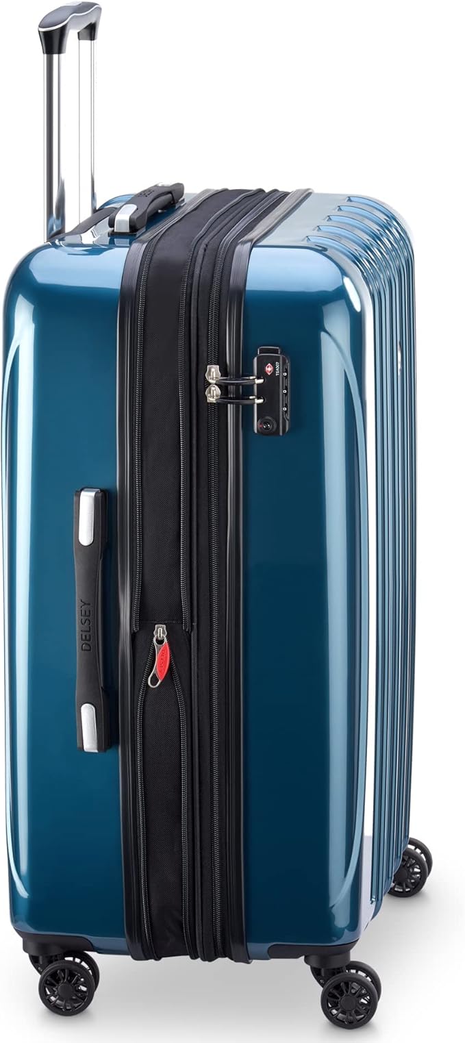 DELSEY PARIS Helium Aero Hardside Expandable Luggage with Spinner Wheels, Teal, Checked-Medium 24 Inch