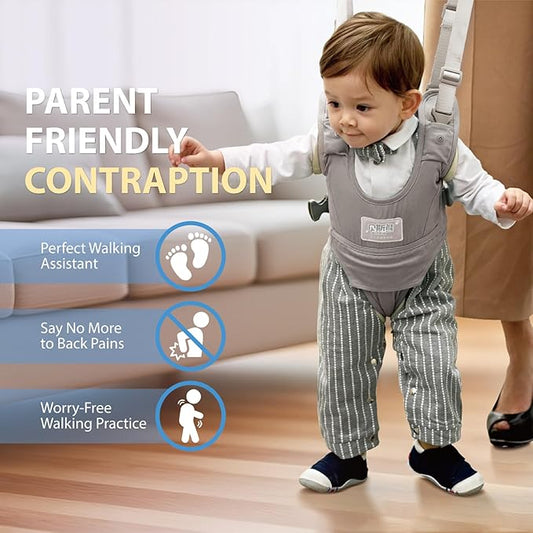 Baby Walking Harness-Handheld Assistant Belt- Toddler Infant Walking Aid for Trainer & Support 7-24 Month Old (all-season-Gray-1819)