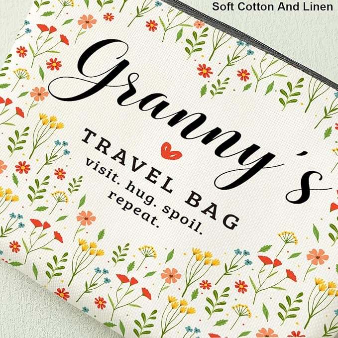 Granny's Travel Bag Mothers Day Makeup Bag Granny Grandma Gifts Grandma Birthday Gifts Funny Coloful Floral Cosmetic Bag for Women Nana Gigi Mimi Nanny Granny Chirstmas Appreciation Retirement Gifts