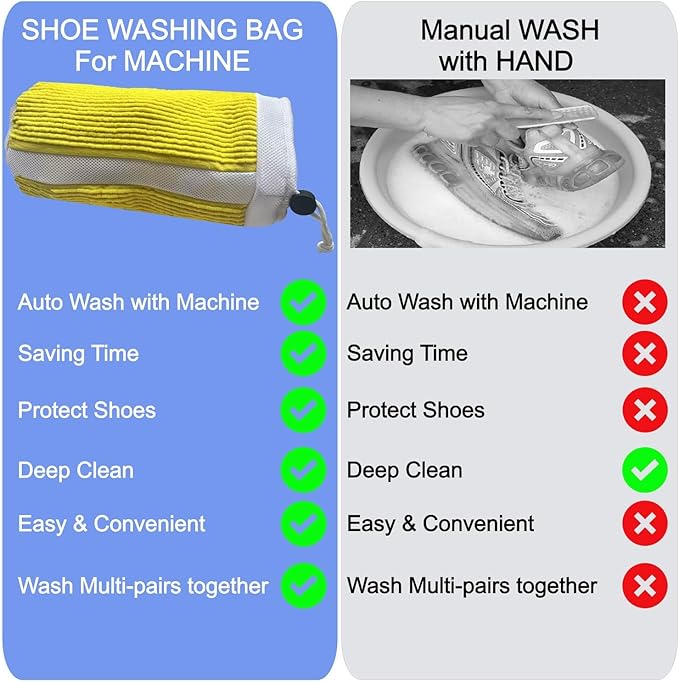 2Pcs Washing Machine Shoes Bag for Laundry Quick Easy Secure Cleaning Sneaker Casual Tennies shoes Reuasble and Durable