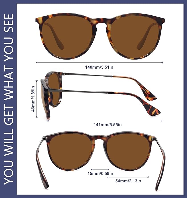 Retro sunglasses womens 2024 trendy round classic glasses