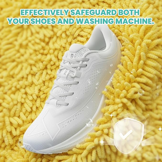 Shoe Washing Machine Bag, 2-Pack Reusable Shoe Bag for Washing Machine, 360° Deep Clean for Sneaker, Running Shoes,Bras, Delicates and Toys, Includes 2 Shoe Storage Dust Bags(Yellow)