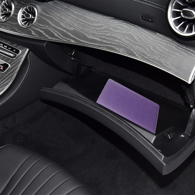 Premium Car Registration & Insurance Card Holder with Magnetic Shut, Vehicle Glove Box Car Organizer - For Documents, Cards, License (Purple)