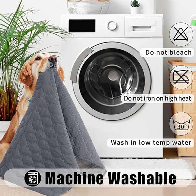 Smiry Waterproof Dog Bed Cover Blanket, Soft Reversible Pet Blanket, Washable Leakproof Cats Dogs Couch Cover for Sofa, Couch, Furniture, Plaid (52x82 Inch, Grey/Light Grey)