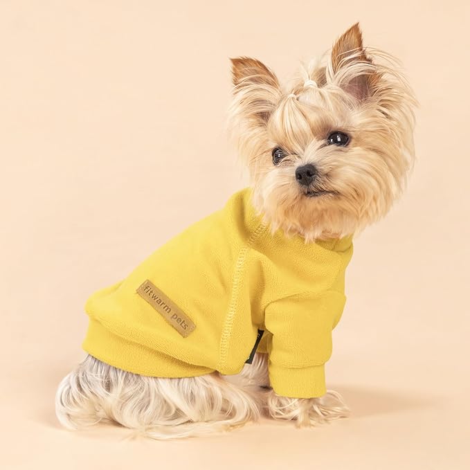 Fitwarm 3 Pack Classic Fleece Dog Sweater, Turtleneck Dog Sweatshirt, Winter Clothes for Small Dogs Boy Girl, Pet Pullover Jumper, Cat Apparel, Orange, Yellow, Coffee, XS