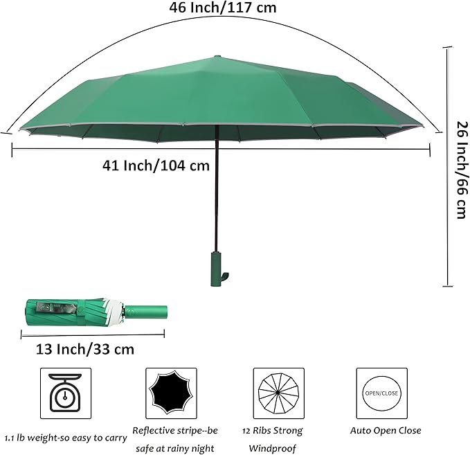 BAODINI Windproof Compact Rain Umbrella for Travel 42/46 Inch Premium Fabric Auto Open Perfect for Purse and Backpack Portable Umbrella for Women and Men
