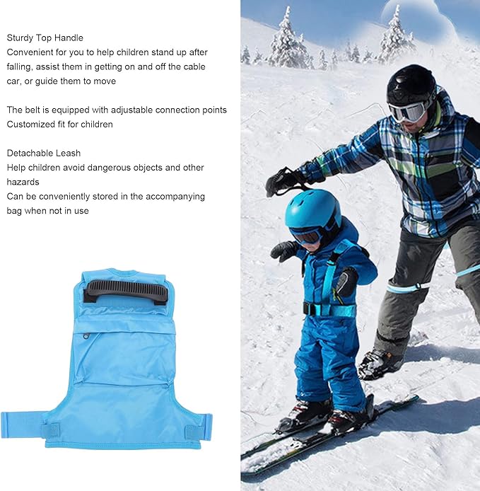 Asixxsix Kids Ski Harness, Adjustable Training Leash with Top Handle and Built in Backpack, for Skiing Snowboarding Safety Speed Control, Suitable for Children Ages 2 to 8