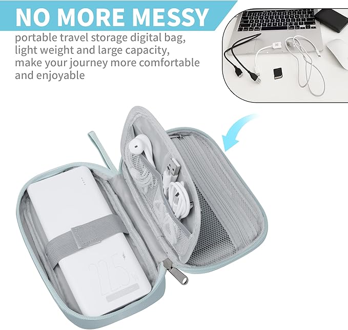 Electronics Travel Organizer,Portable Waterproof Electronic Travel Storage Bag for Small Charging Cord Storage,Charger,Small Electronics,SD Card etc,for Travel,Business -Grey