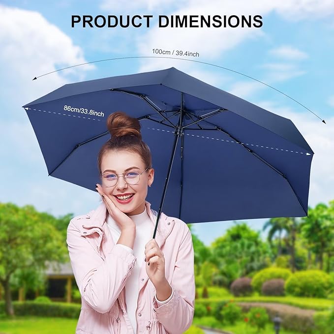 LEAGERA Compact Travel Umbrella with Case - Mini Umbrella for Purse, Small Lightweight &Tiny Design Perfect for Parasol Outdoor Sun&Rain Umbrellas