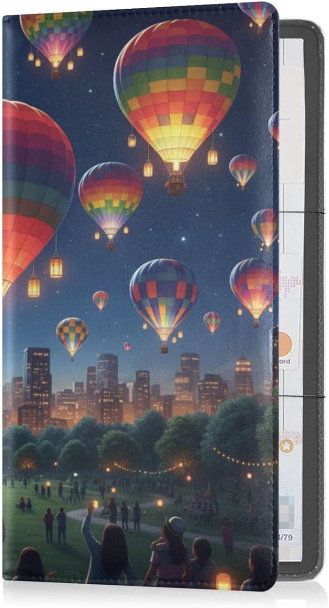 linqin Car Registration and Insurance Card Holder, Hot Air Balloon Glove Box Organizer Card Document Wallet