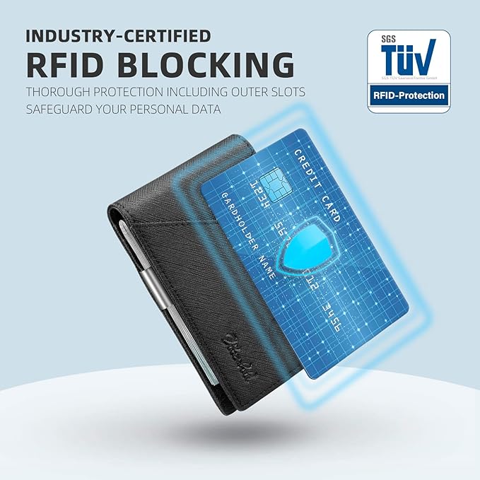 Zitahli Wallet for Men - with Money Clip Slim Leather Slots Credit Card Holder RFID Blocking Bifold Minimalist Wallets with Gift Box