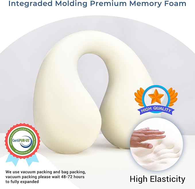 COOLBEBE Kids Travel Neck Pillow, Softly Double Support Travel Pillow for Car & Airplane, Traveling Gifts for Toddler & Children (Black)