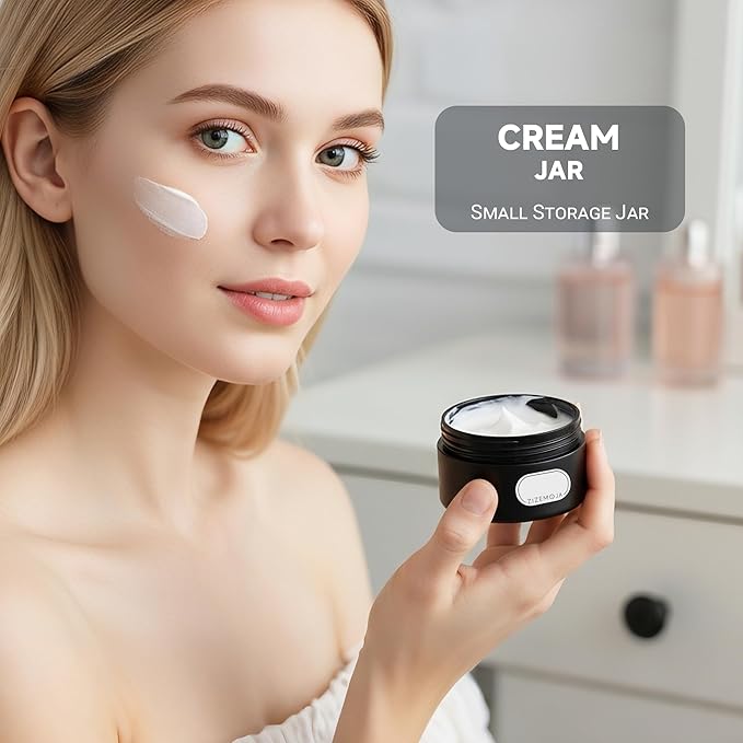 Plastic Jars Containers 4 Pack, 50g Travel Size Container Jars with Lids, Ideal for Makeup Cosmetics Lip Balm Salve Sample Cream and Beauty Lotion