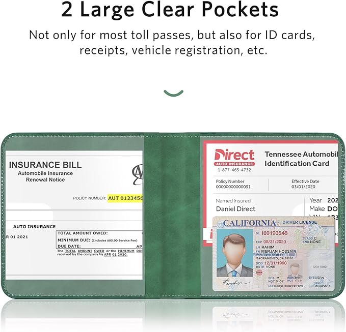 CoBak Car Registration and Insurance Holder - Small and Lightweight Vehicle Glove Box Car Organizer, Auto Truck Comparment Accessories Case for Essential Document, Driver License (Emerald)