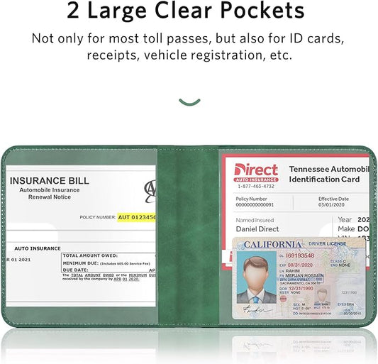 CoBak Car Registration and Insurance Holder - Small and Lightweight Vehicle Glove Box Car Organizer, Auto Truck Comparment Accessories Case for Essential Document, Driver License (Emerald)