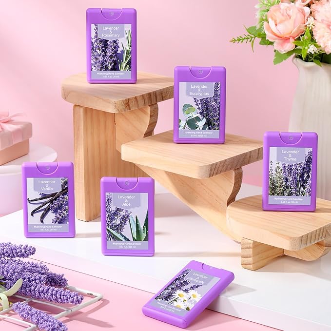 24 Pack Hand Sanitizer Spray Lavender Scented Hydrating Hand Sanitizer Travel Size Portable Cleans Hands Sanitizing for Travel Adults Office Team Family School