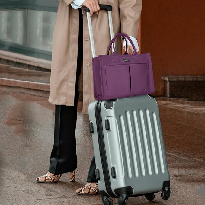 TOPDesign Heavy-Duty Canvas Tote Bag for Women, Adjustable Crossbody/Shoulder Handbag with 9 Pockets, Everything Tote