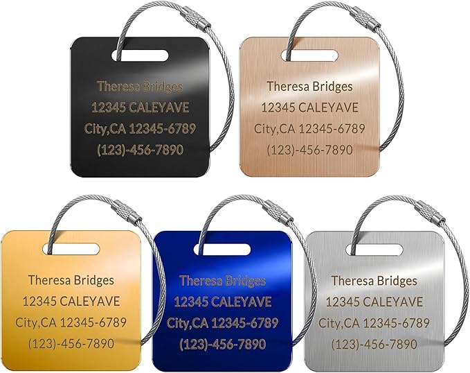 (5Pack Made in USA) Custom Personalized Luggage Tags-Customized Unique tag for Suitcase Backpack Travel,Bags (Heart-Shaped)