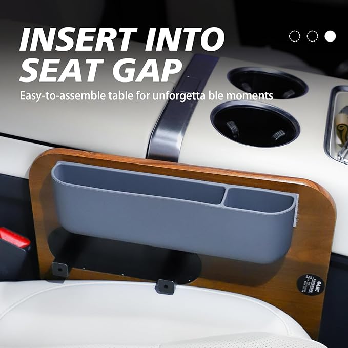 360° Rotating Wood Car Tray & Desk for Laptop - Steering Wheel Cup Holder Table, Car Accessories for Women & Men, Compatible with Tesla Model Y/3/S, Ford F150/Explorer/Maverick & Most Vehicles