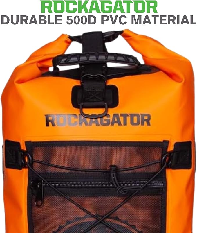 Rockagator Kanarra 90L Waterproof Backpack for Camping, Hiking, Mountaineering, Backpacking, Hunting, Fishing, Canoeing, Outdoor Activities, The Wet Outdoors - Large Capacity, Roll Top Closure, Orange