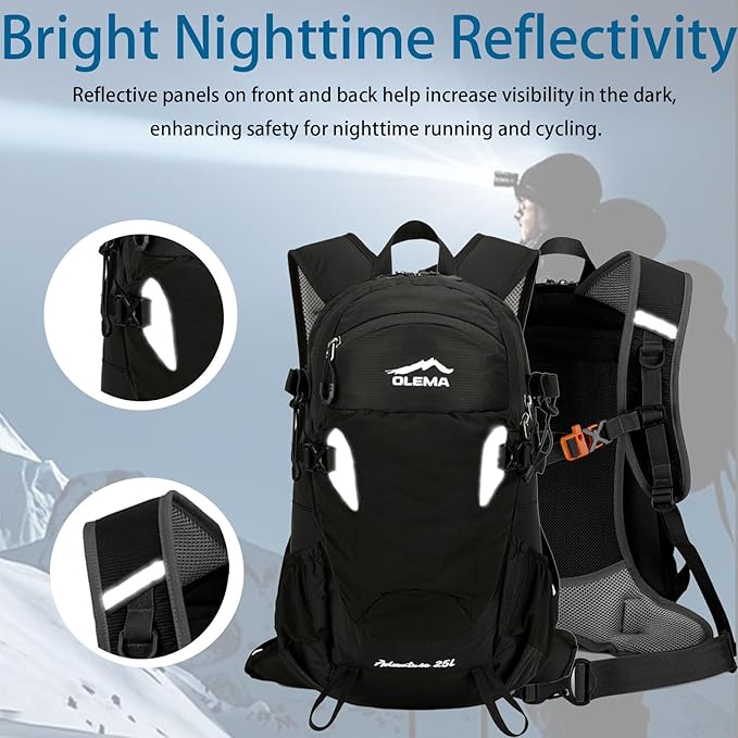 OLEMA Hiking Backpack, 25L Lightweight Travel Backpacks,Camping Daypack for Outdoor Sports,Lightweight Travel Camping Backpack for Men Women