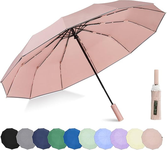 BAODINI Windproof Compact Rain Umbrella for Travel 42/46 Inch Premium Fabric Auto Open Perfect for Purse and Backpack Portable Umbrella for Women and Men
