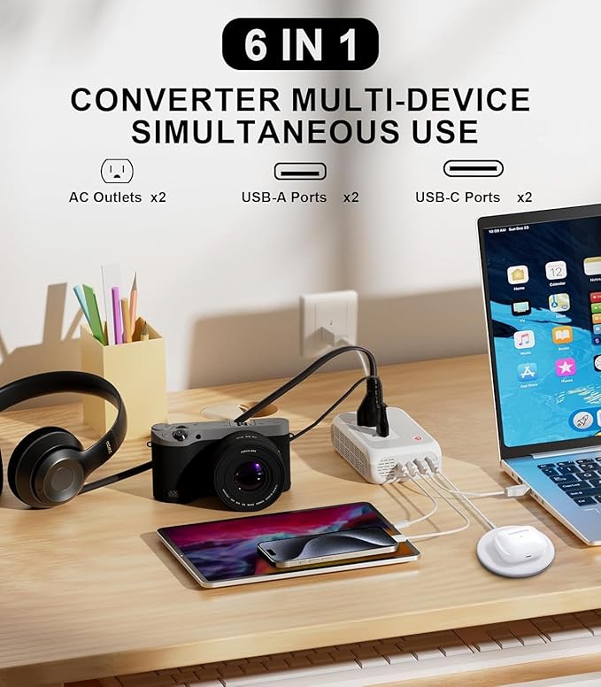 220V to 110V Voltage Converter, Mapambo 250W European Converter, Step Down Voltage Converter US to Europe, Travel Converter for Curling Iron, Straightener – 2 AC Sockets with 2 USB A & 2 USB C Ports