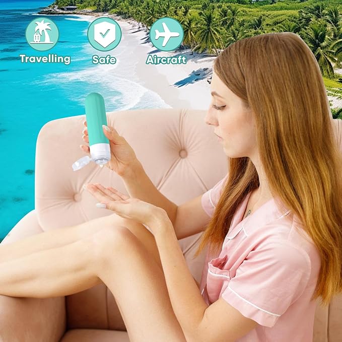 Landisun Travel Size Toiletries Essentials Bottles 18Pack Containers Travel-Essentials Leak Proof (Blue)