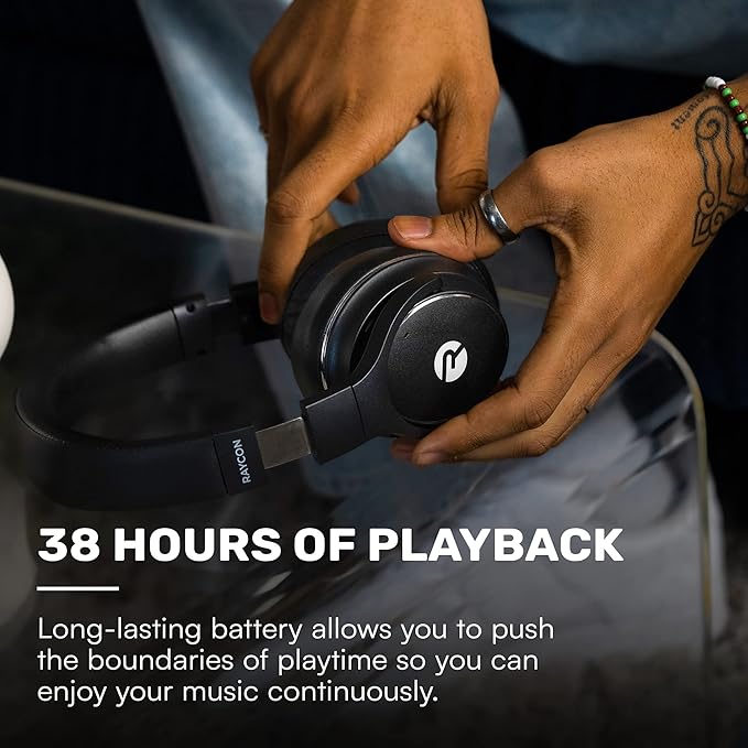 Raycon Everyday Wireless Bluetooth Over Ear 2X Headphones Bundle (Black & White) - Active Noise Cancelling, Awareness Mode and Built in Microphone, IPX 4 Water Resistance, 38 Hours of Battery Life