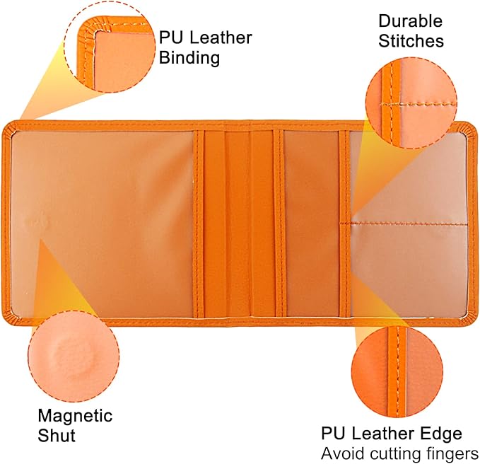 Car Registration and Insurance Holder, Leather Registration and Insurance Card Holder, Vehicle Glove Box Organizer - For Documents, Cards, License (Orange)