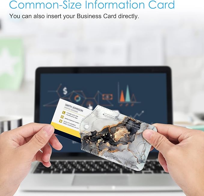 Fintie Luggage Tags, Privacy Cover ID Label with Stainless Steel Loop and Address Card for Travel Bag Suitcase - Cloudy Marble (2 Piece)