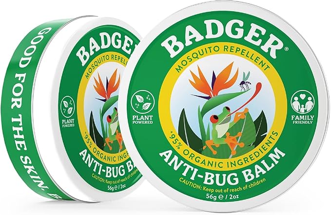 Badger Bug Repellent Tin, Organic Deet-Free Mosquito Repellent with Citronella, Family Friendly Pleasant Smelling Insect Repellent, Easy to Use, 2 oz Tin, 2-Pack