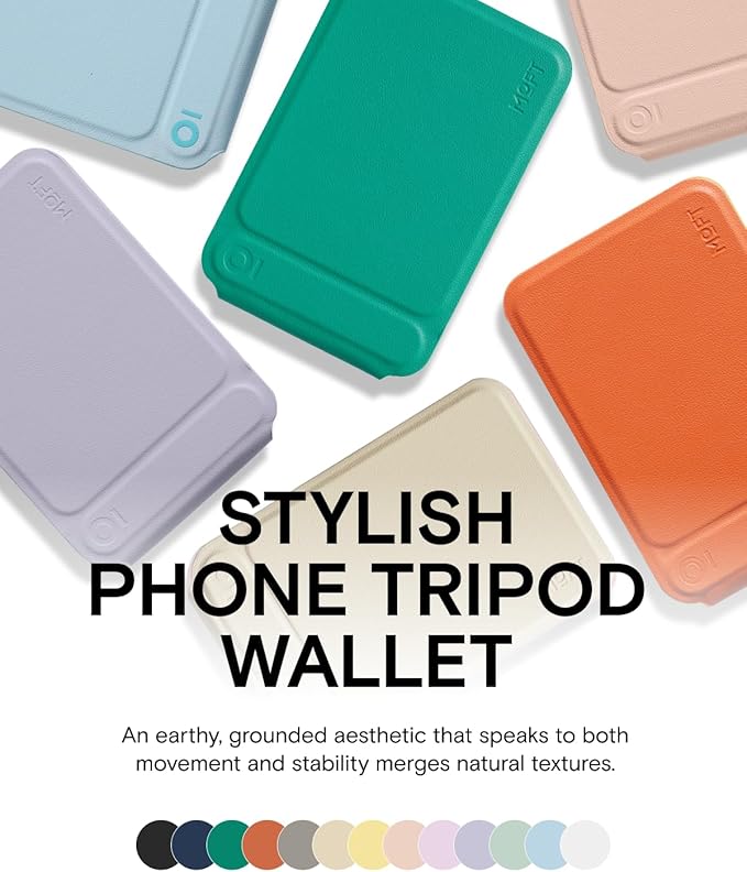 MOFT Phone Tripod Wallet for iPhone, Mulit-Angles, Lightweight & Portable Phone Stand, MOVAS Vegan Leather Magnetic Wallet, Strong Magnets, NFC Card Holder,Travel Essential, Oz Green (with Card Slot)