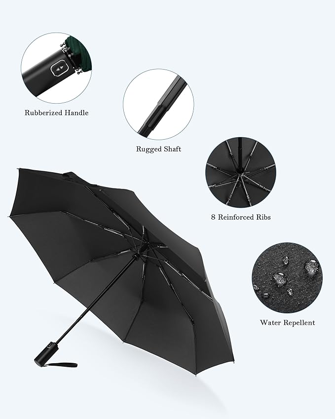 Windproof Travel Umbrella, Automatic Folding Compact Lightweight Umbrella for Women & Men, Durable and Portable, Fits Easily in Purse or Backpack