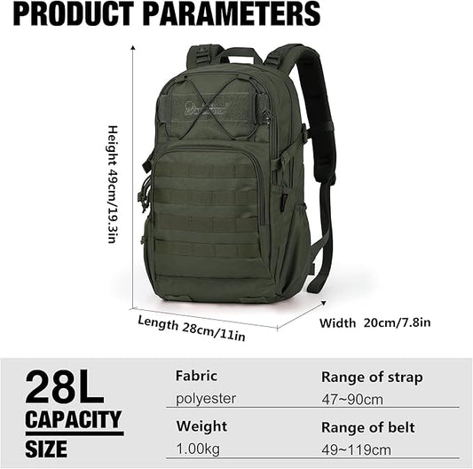 Mardingtop Military Tactical Backpack for Men 28L Molle Rucksack Assault Pack EDC Daypack for Hiking,Travel,Camping, Hunting