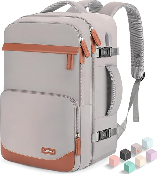 50L Travel Backpack with USB Charging Port, Water-Resistant Carry On Backpack for Men Women, Business Laptop Backpack for Trips & Commutes, Fits 18 Inch Laptop