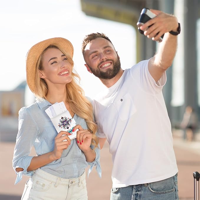 Caweet Passport and Vaccine Card Holder Leather Vaccination Card Wallet with Magnetic Closure, Tribal Totem