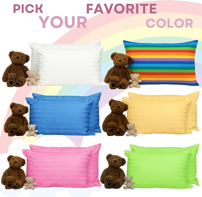 kinder Fluff Mini Toddler Pillow (2-Pack) 10x15in– Small Pillows for Kids - Hypoallergenic, Machine Washable & Lump Free - Intended for Toddlers 2+ Years- Pink- XS