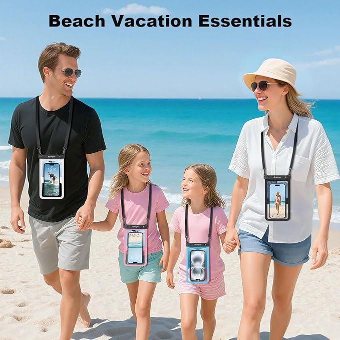 Waterproof Phone Pouch - 8.5in Waterproof Phone Case with Lanyard, IPX8 Cell Phone Dry Bag Beach Essentials for iPhone 17 16 15 14 Pro Max, Galaxy S25 S24 Series, 2 Pack