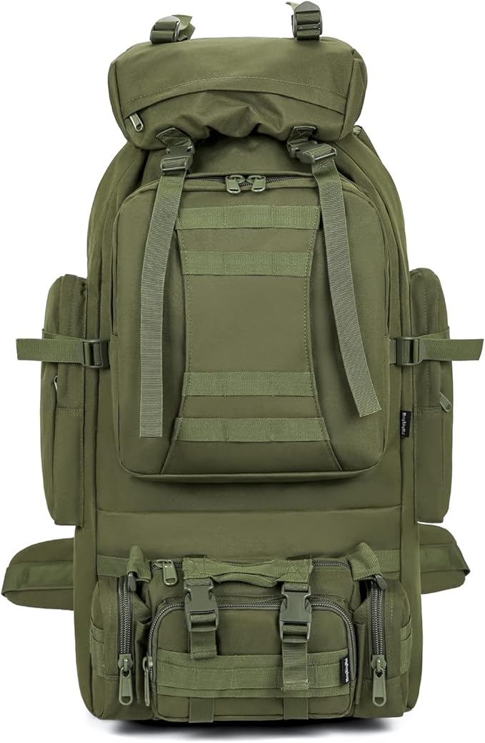 HongXingHai 100L Camping Hiking Backpack,Molle military Tactical rucksack backpack,Waterproof Lightweight Hiking Backpack (Army Green)
