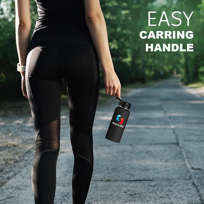 Personalized Custom Print in USA Water Bottle 50Pcs 32oz Stainless Steel Double Wall Coffee Cup with Lid & Straw Insulated Tumbler with Colorful Text Logo Photo