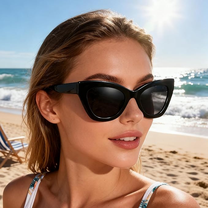 ZENOTTIC Retro Polarized Sunglasses Women - Oversized Cat Eye Trendy Glasses UV Protection - for Beach,Hiking,Party ZS6243