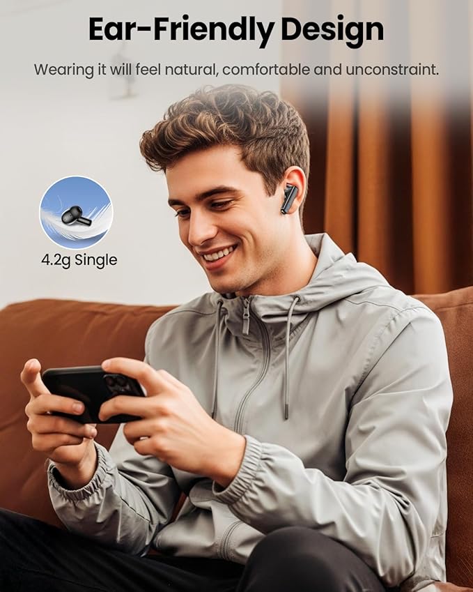 ZIUTY Wireless Earbuds Bluetooth Headphones, ANC/ENC Noise Cancelling, Ear Buds with Multifuntional Touch Screen, 40H Stereo Sound for Sports, IPX7 Clear Calls, 5 EQ for iOS Android (Jet Black)